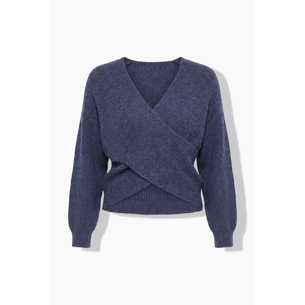 Pull en V esprit cache-cœur, manches longues marine, ULLA POPKEN
