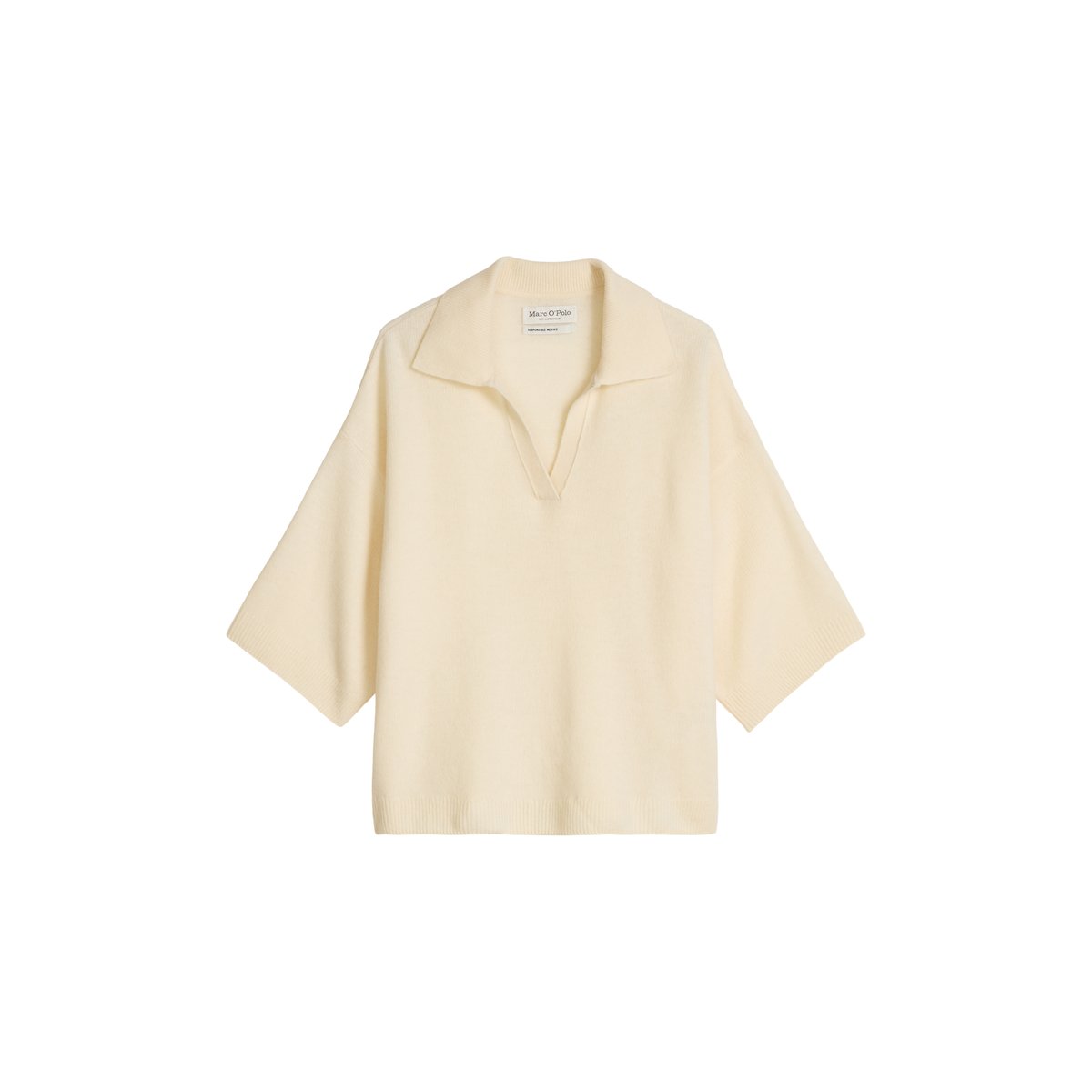 Polo en maille ample en laine mérinos douce blanc, MARC O'POLO
