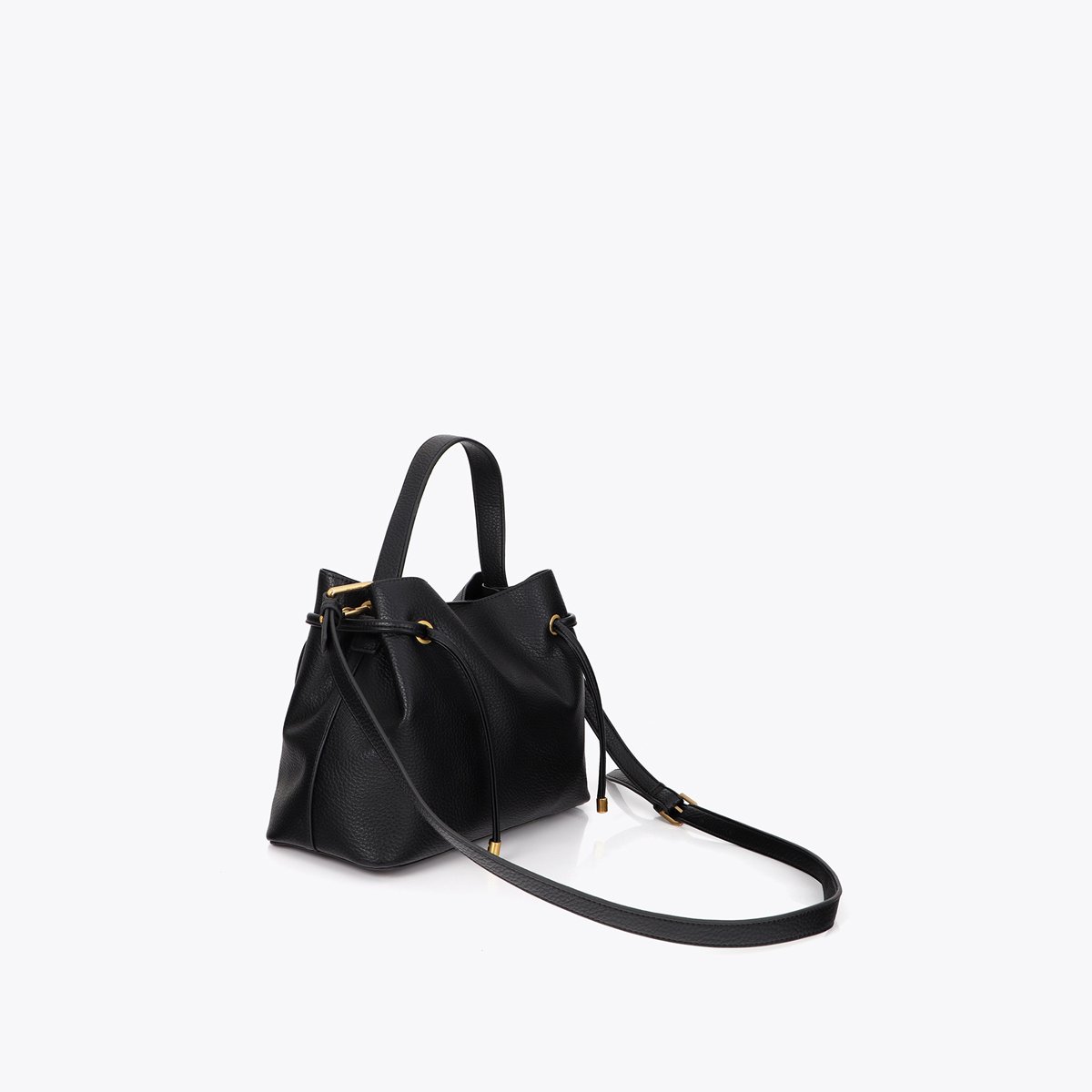 Sac à main en cuir synthétique à logo métallique noir, LOLA CASADEMUNT