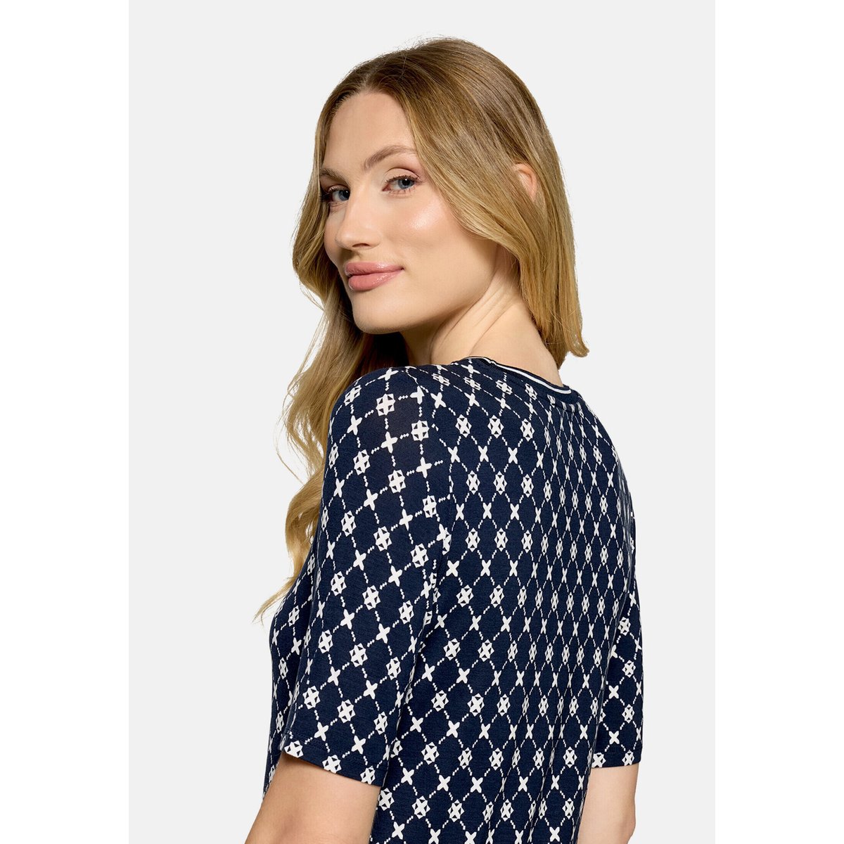 T-shirt basique à bordures côtelées bleu/blanc, BETTY BARCLAY