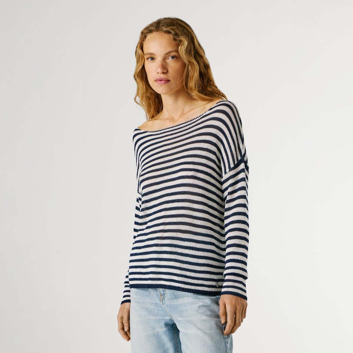 Pull En Maille À Rayures bleu dulwich, PEPE JEANS