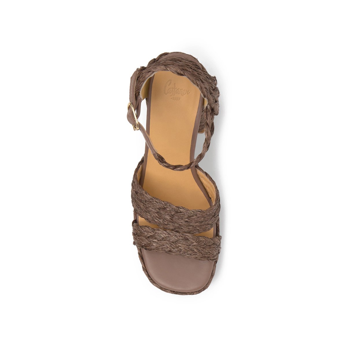 Sandales en raphia à talon haut FRESA ULTRA PLATFORM taupe, CASTANER