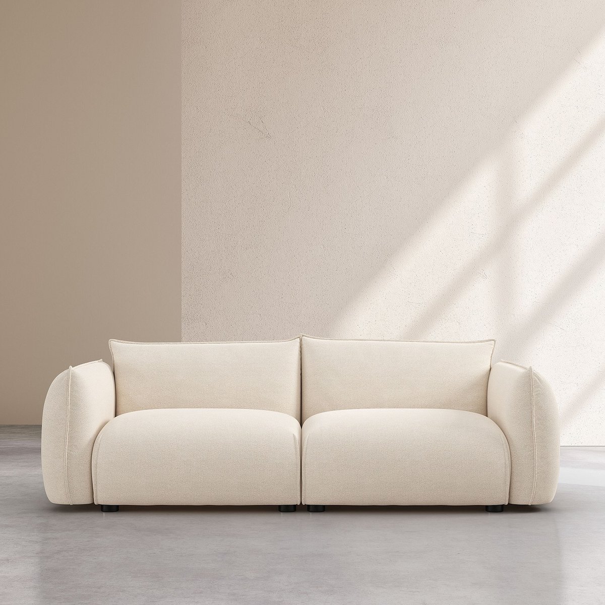 Canapé fixe polyester CELESTE beige, HABITAT