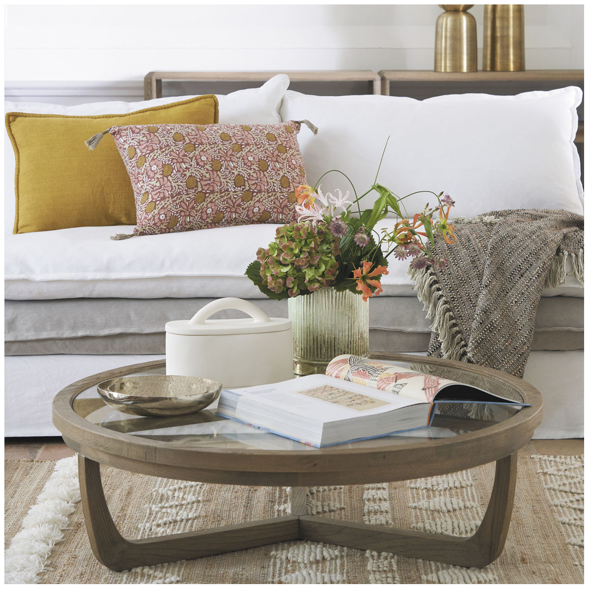 Table basse en chêne beige, BLANC D’IVOIRE