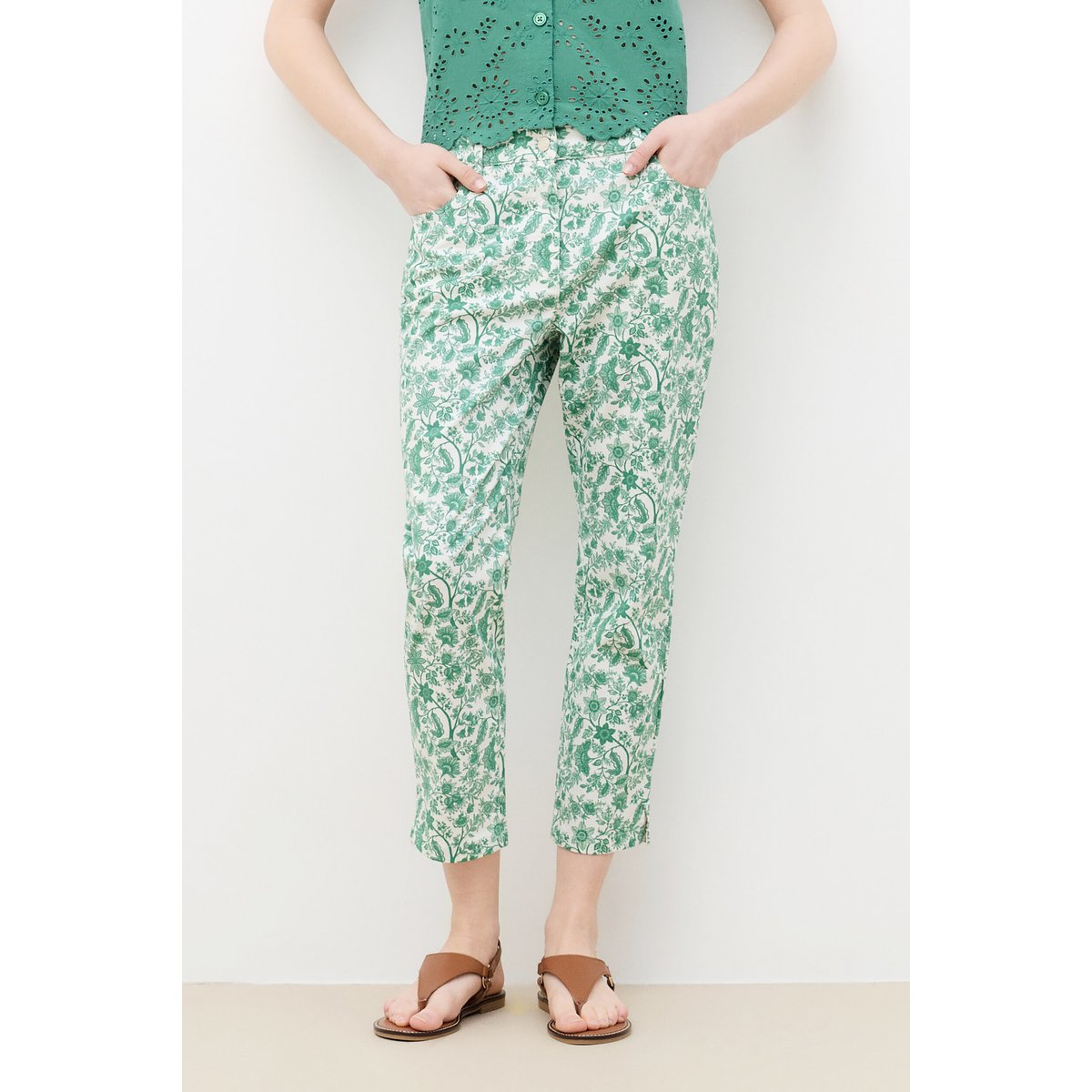 Pantalon 7/8ème fluide PASONATAPRINT vert, CAROLL