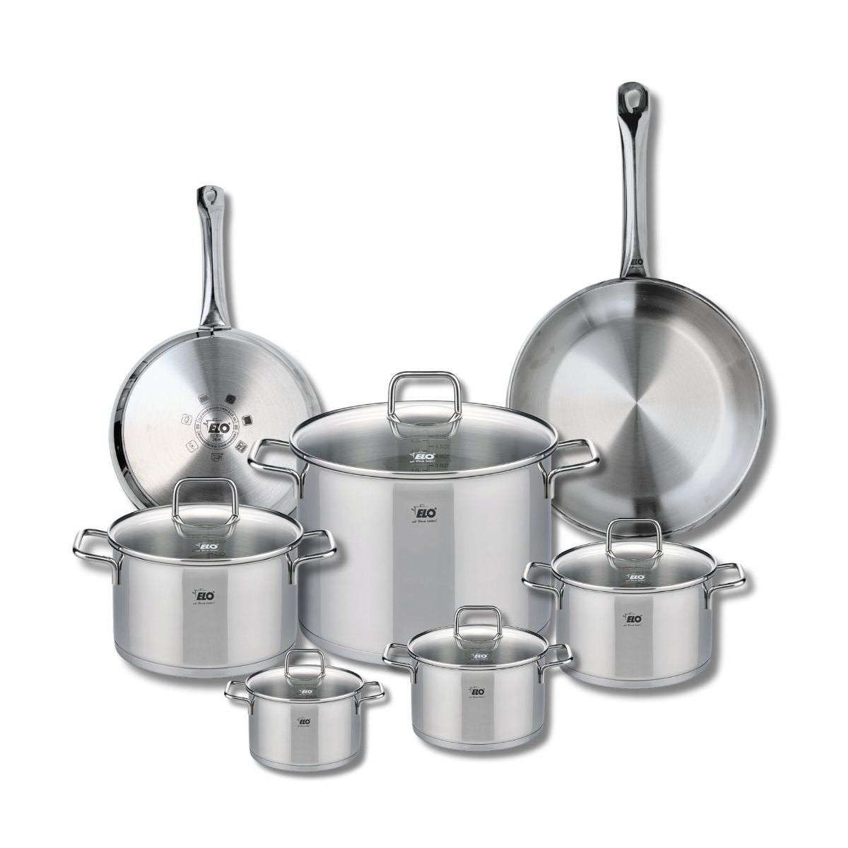 2 poêles 24/28cm + 5 faitouts 12/14/16/20/26cm PROFI CITRIN gris, ELO