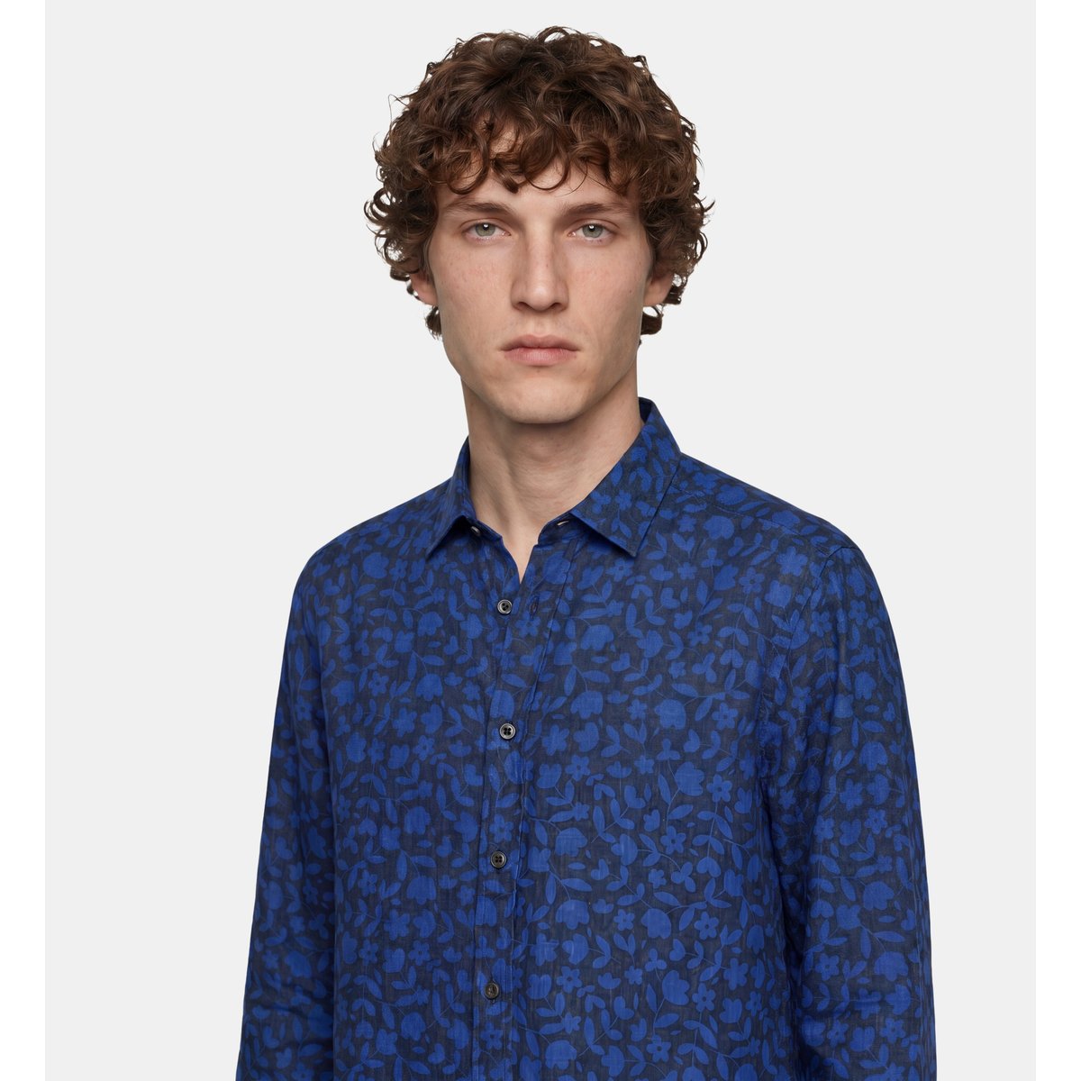 Chemise droite tilinpri fleurs lin bleu, GALERIES LAFAYETTE