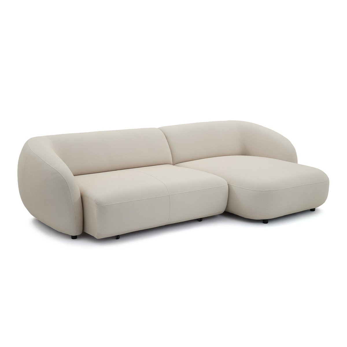 Canapé d'angle convertible 4 places en tissu lisse, HALO beige, BOBOCHIC