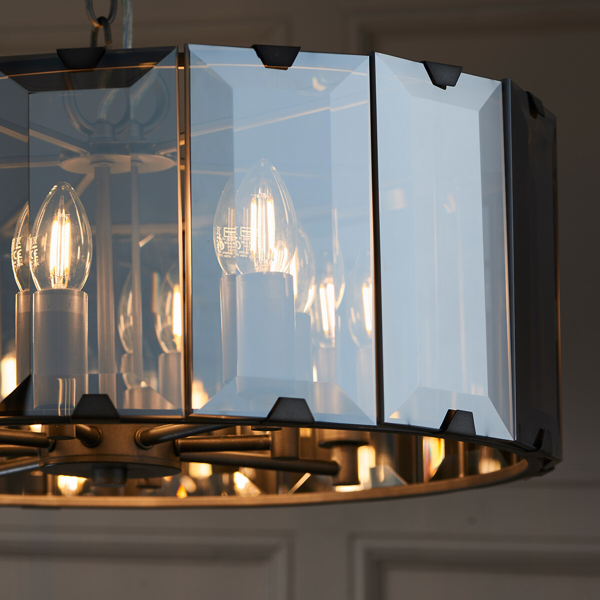 Clifton 8-Light Bevelled Glass Pendant Light grey, ÉDITÉ