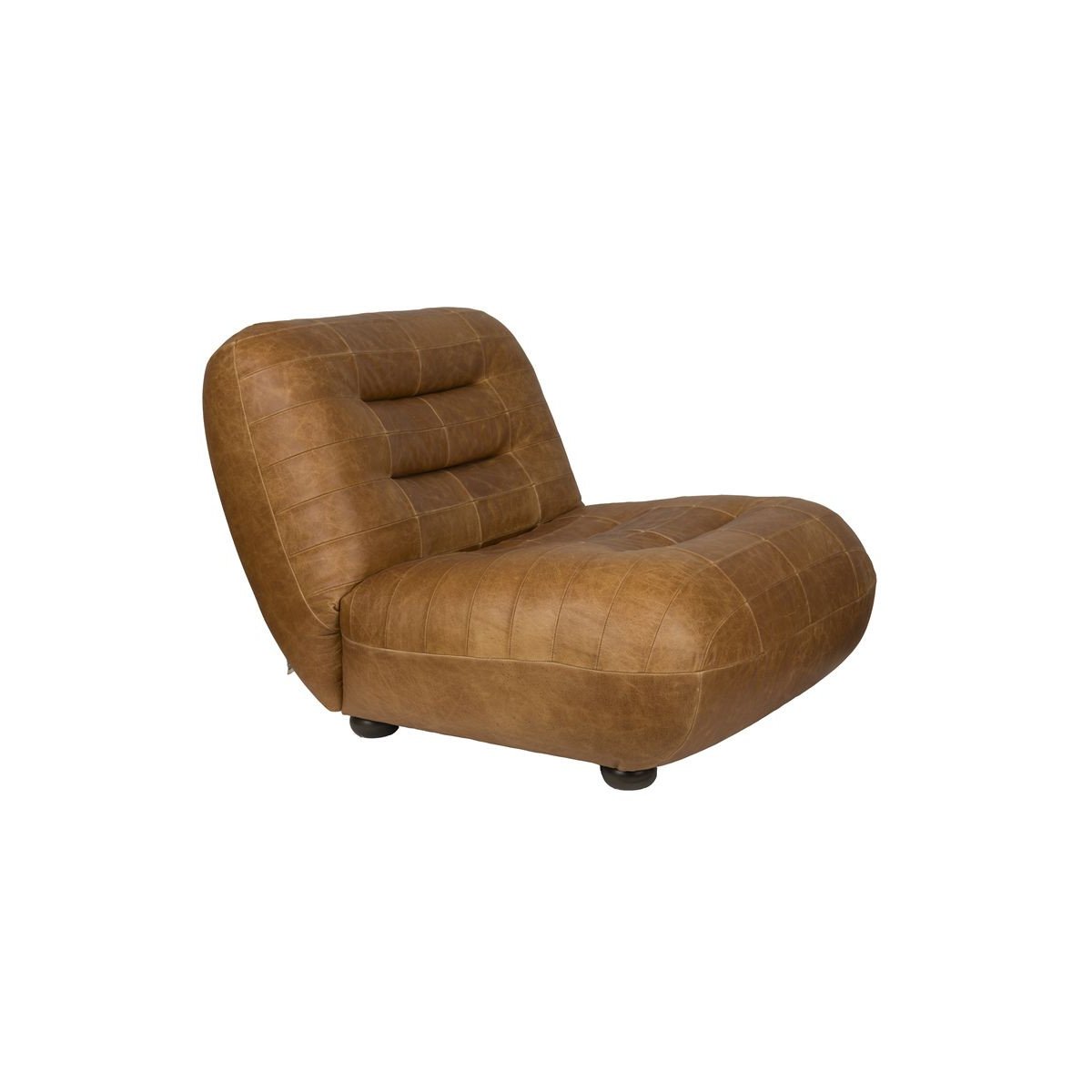 Fauteuil design en cuir, classique, WYATT marron, DUTCHBONE