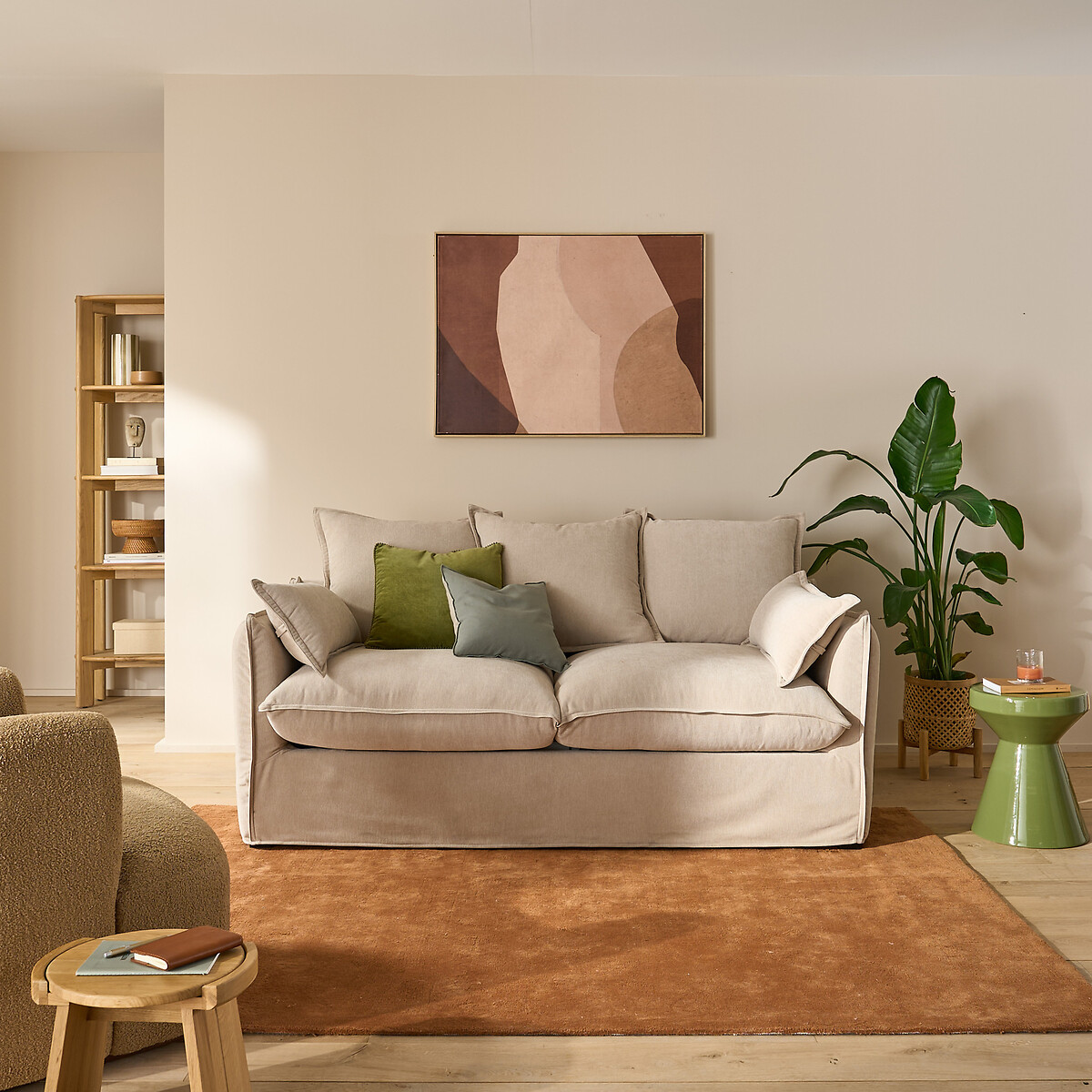 Canapé 2, 3, 4, 5 places, déhoussable, polyester chiné, ODNA beige, LA REDOUTE INTERIEURS