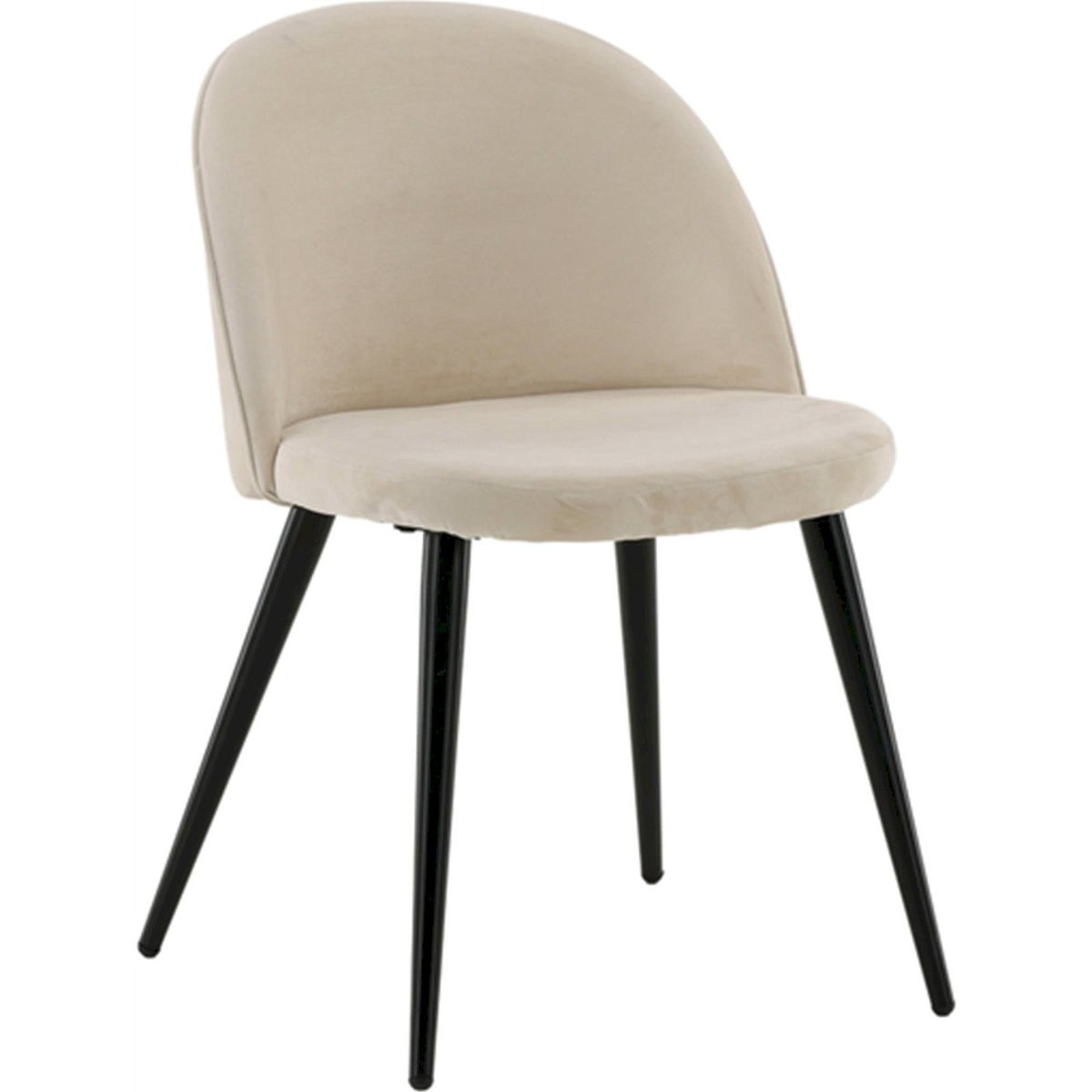 Chaise tapissée dossier arrondi DILLIZE noir velours, RECOLLECTION