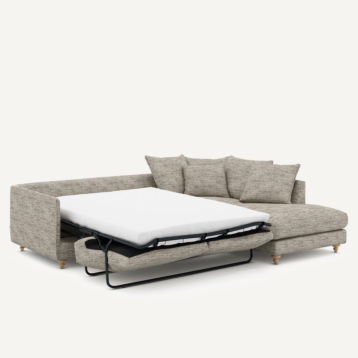Ecksofa, umwandelbar, gesprenkeltes Fischgrätmuster, Lazare leinen, AM.PM