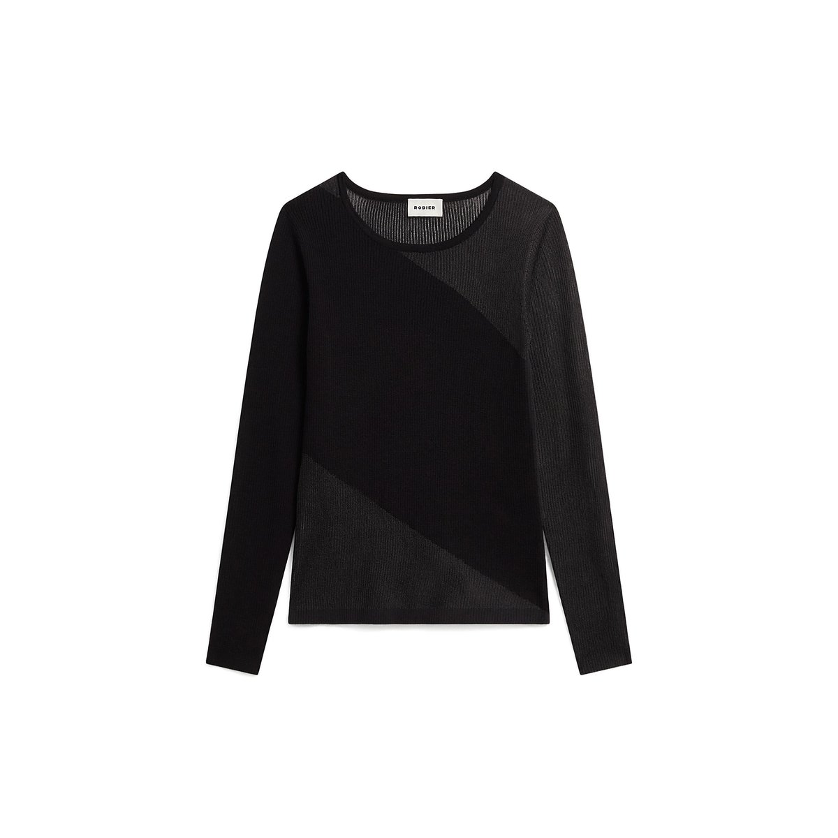 Pull bi-matière en laine noir, RODIER