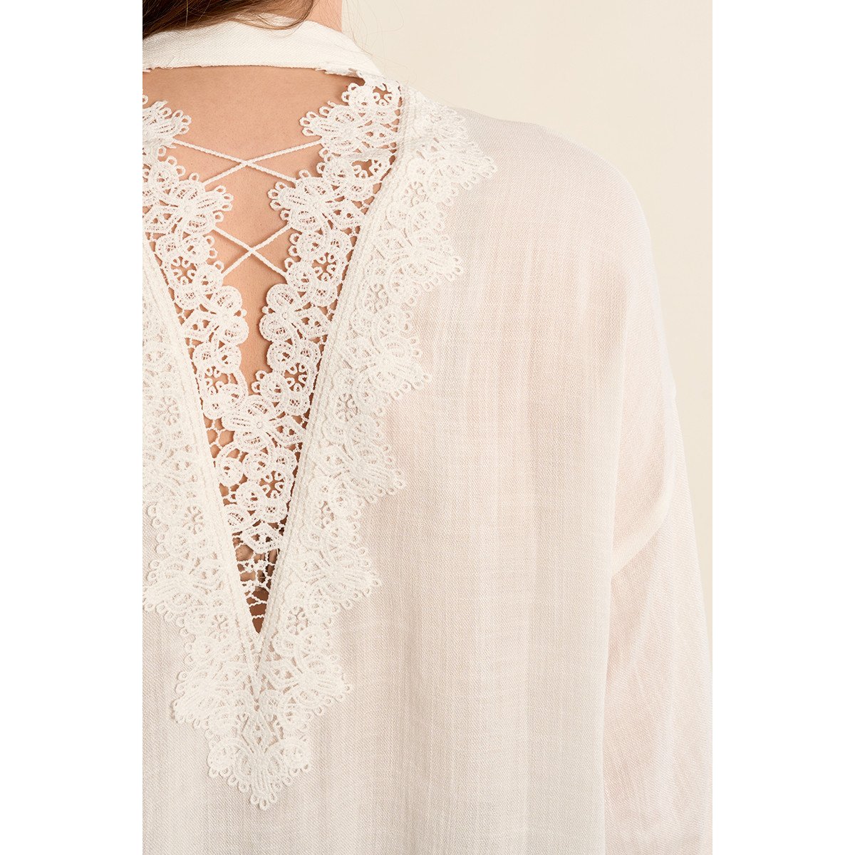 Chemise col mao, ouverte dans le dos blanc, MOLLY BRACKEN