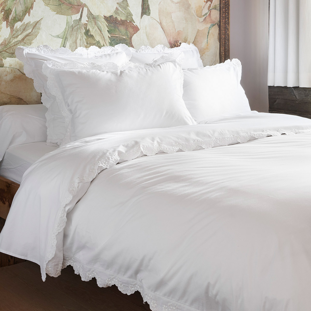 Drap Plat Brodée Héloise Percale De Coton - HELOISE blanc, TRADITION DES VOSGES