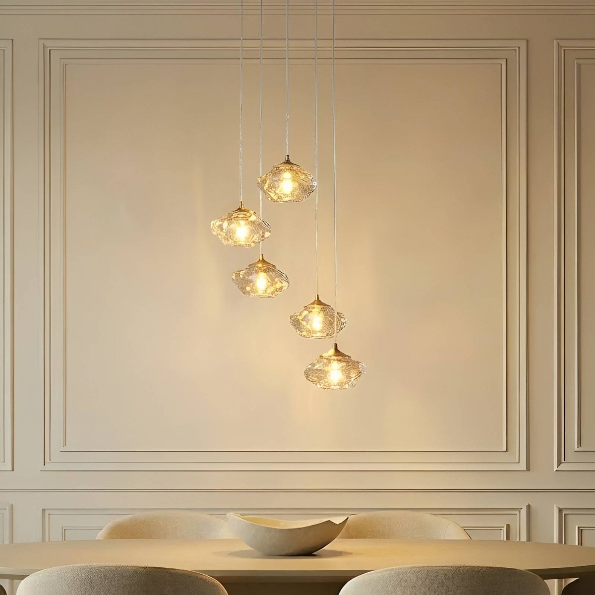 Suspension en verre moderne, Piatra cognac, laiton, LINDBY