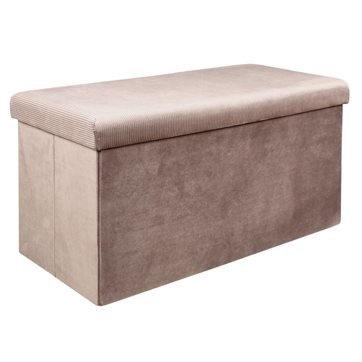 Banc coffre de rangement pliable en velours côtelé GIULIA rose, THE HOME DECO FACTORY