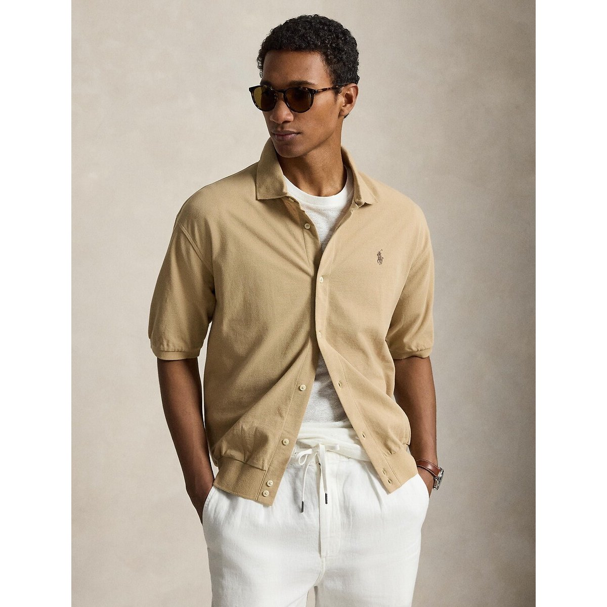 Camicia a maniche corte, Classic Fit beige kaki, POLO RALPH LAUREN