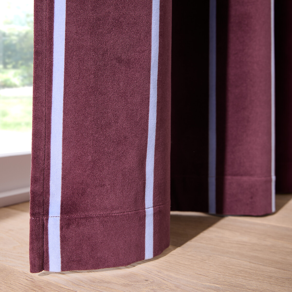 Rideau tamisant, rayé, en velours, avec pattes cachées, MADO bordeaux/bleu, LA REDOUTE INTERIEURS