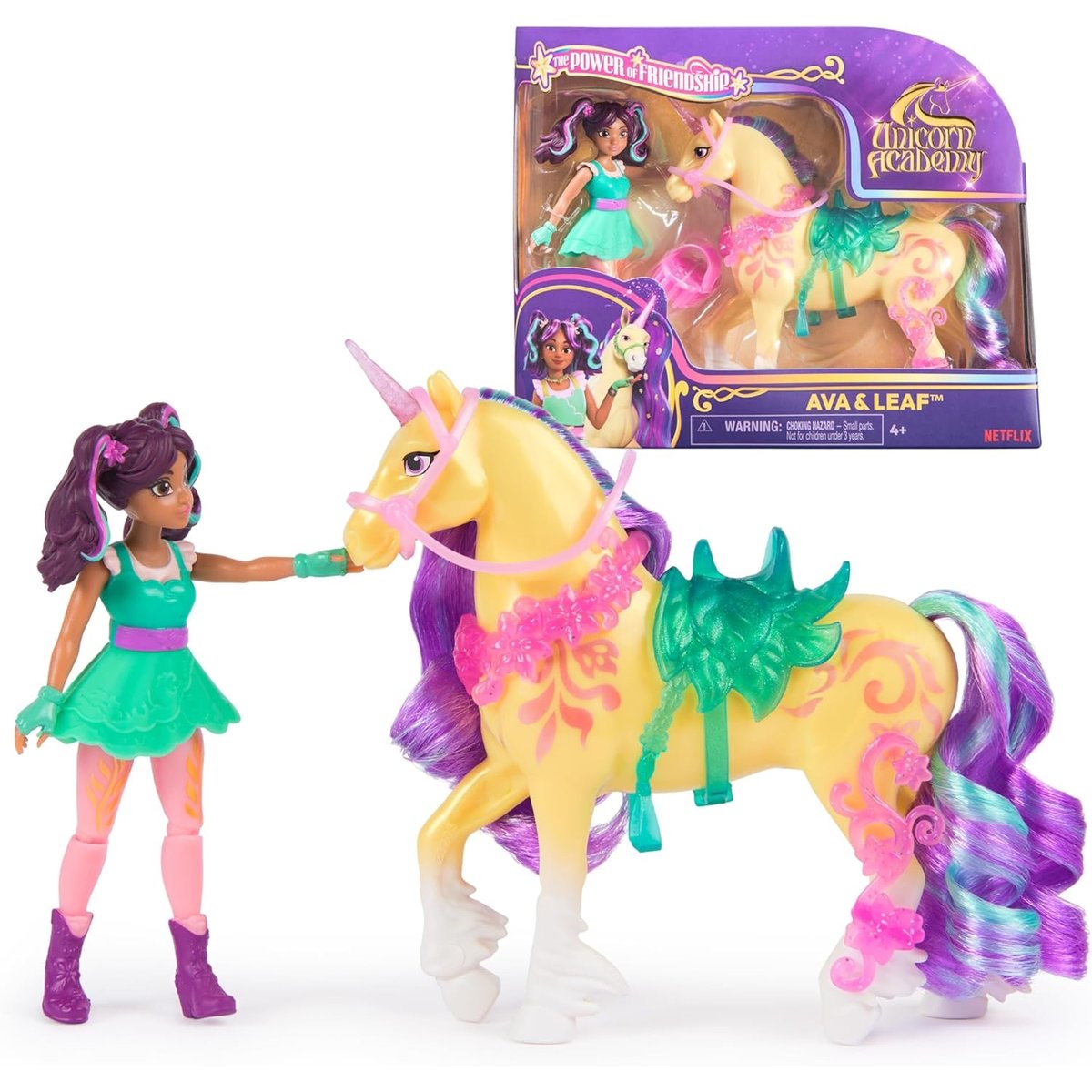 Unicorn Academy - L'ecole des licornes - Licorne Leaf + Poupée Ava multicolore, SPIN MASTER
