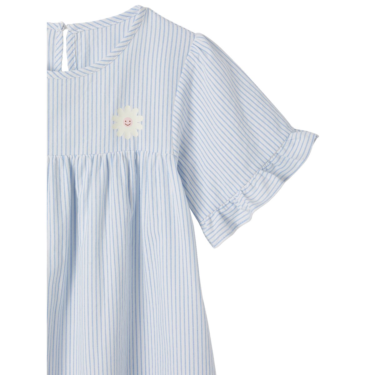 Chemise de nuit en popeline légère rayée rayé bleu, VERTBAUDET
