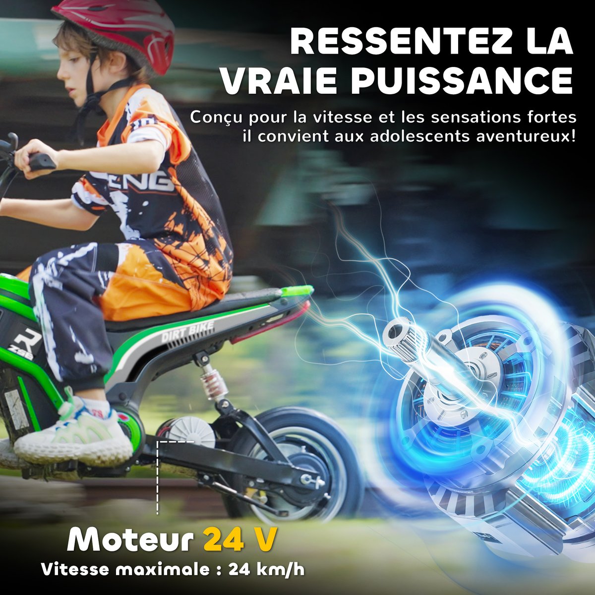 Moto électrique à conducteur assis PP Vert vert, HOMCOM