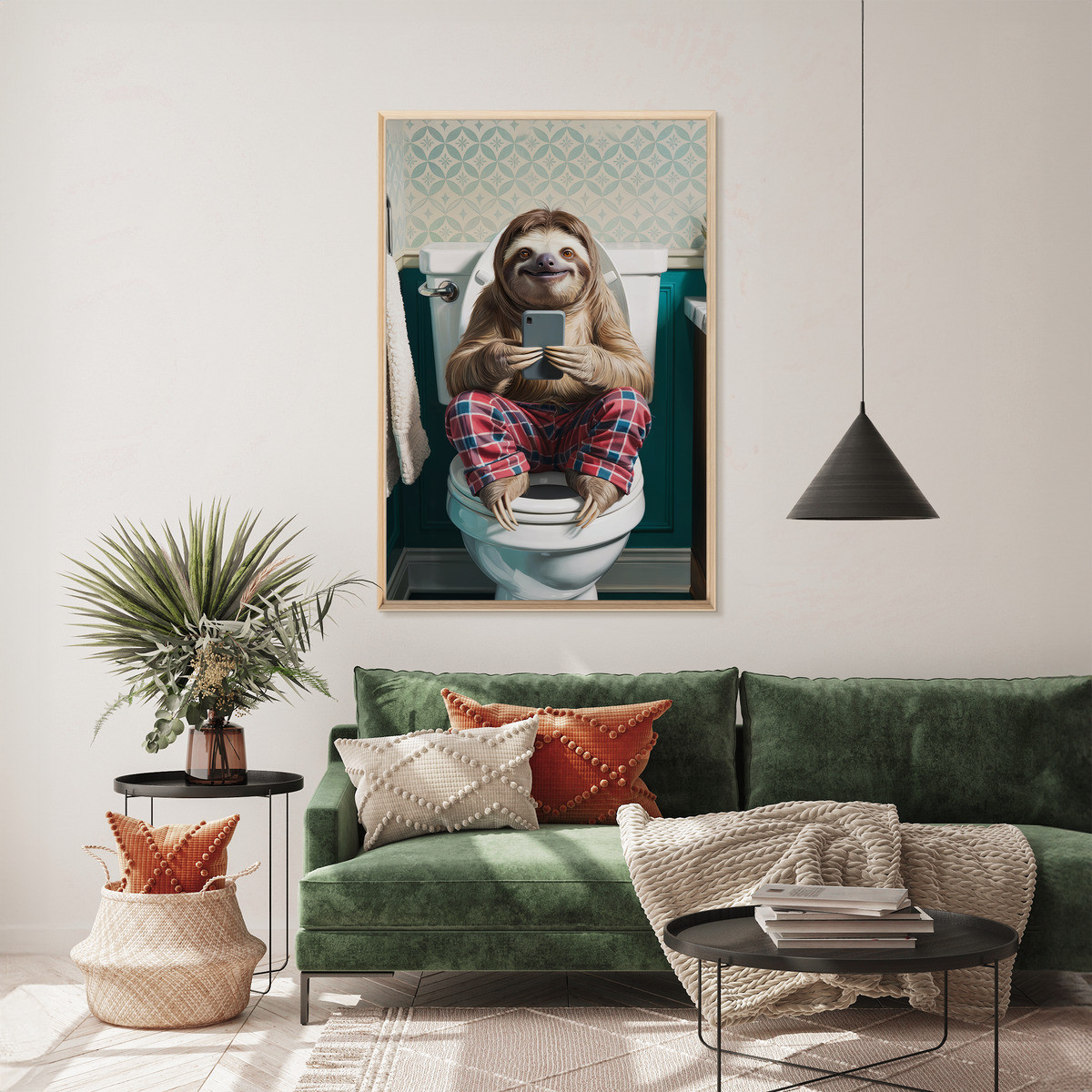 Tableau Mural Encadré Paresseux Aux Toilettes ANIMAUX HUMANISÉS tableaux encadrés, CEANOTHE