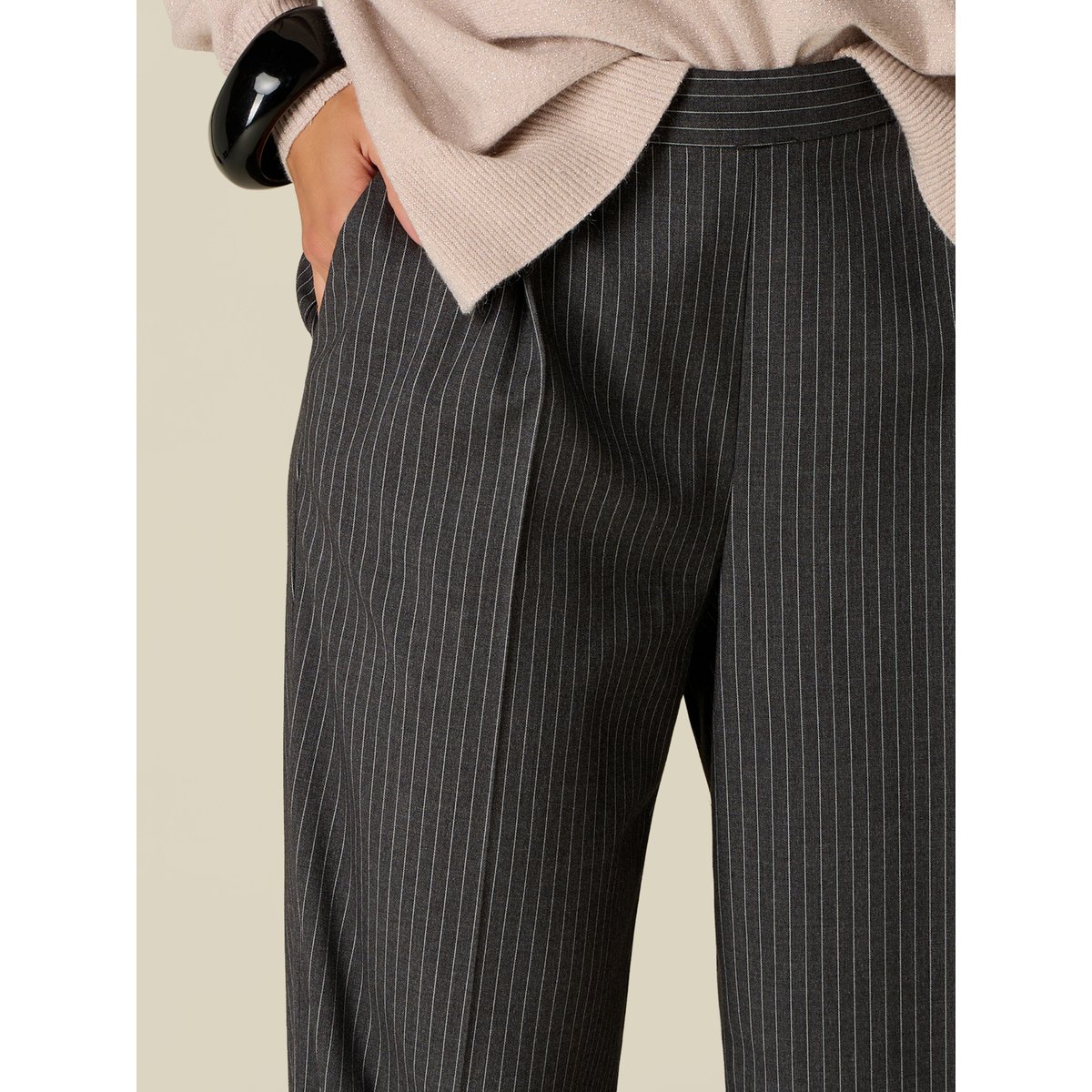 Pantalon palazzo à rayures gris, OLTRE