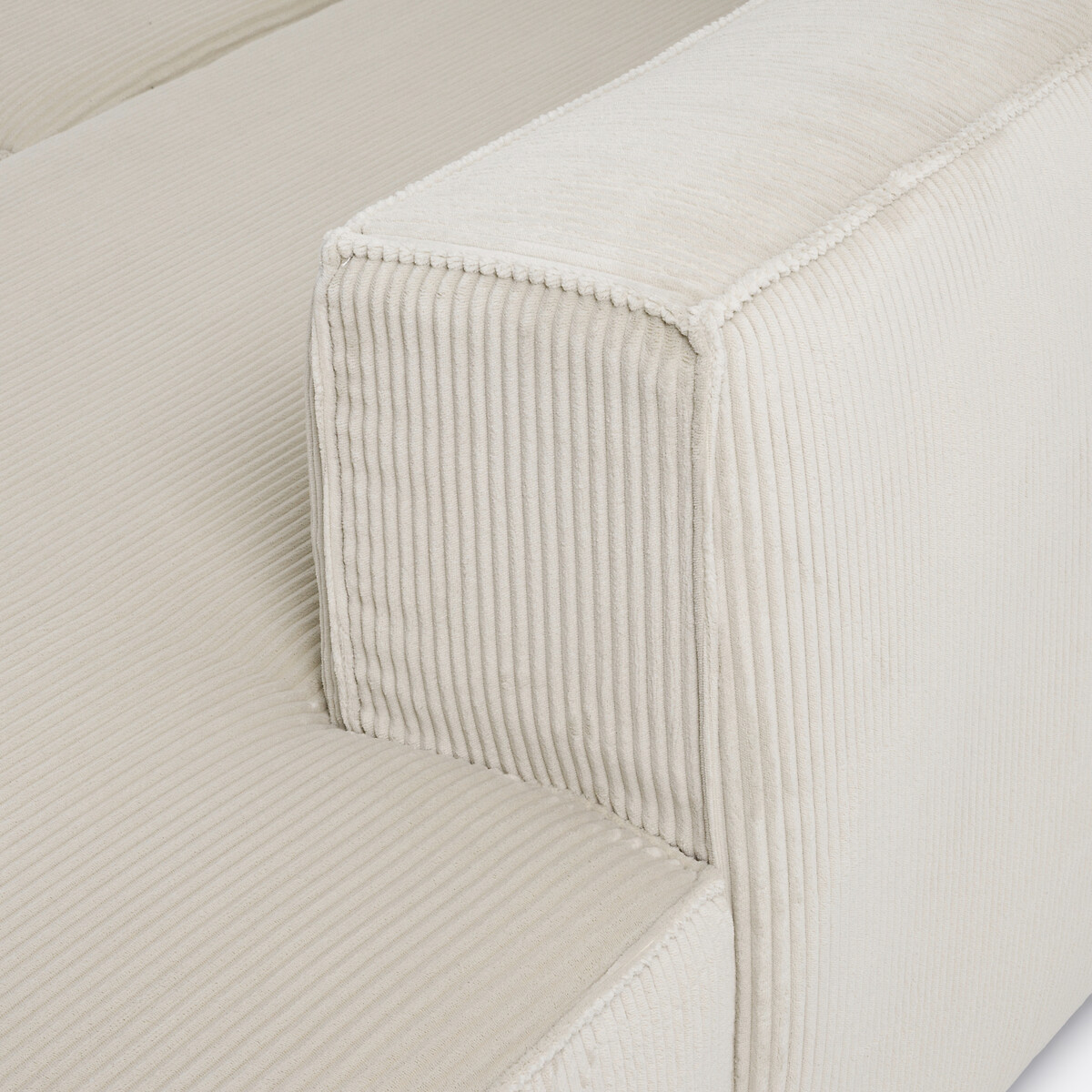 Canapé d'angle convertible, en velours côtelé moyennes côtes, GINOSA beige, LA REDOUTE INTERIEURS