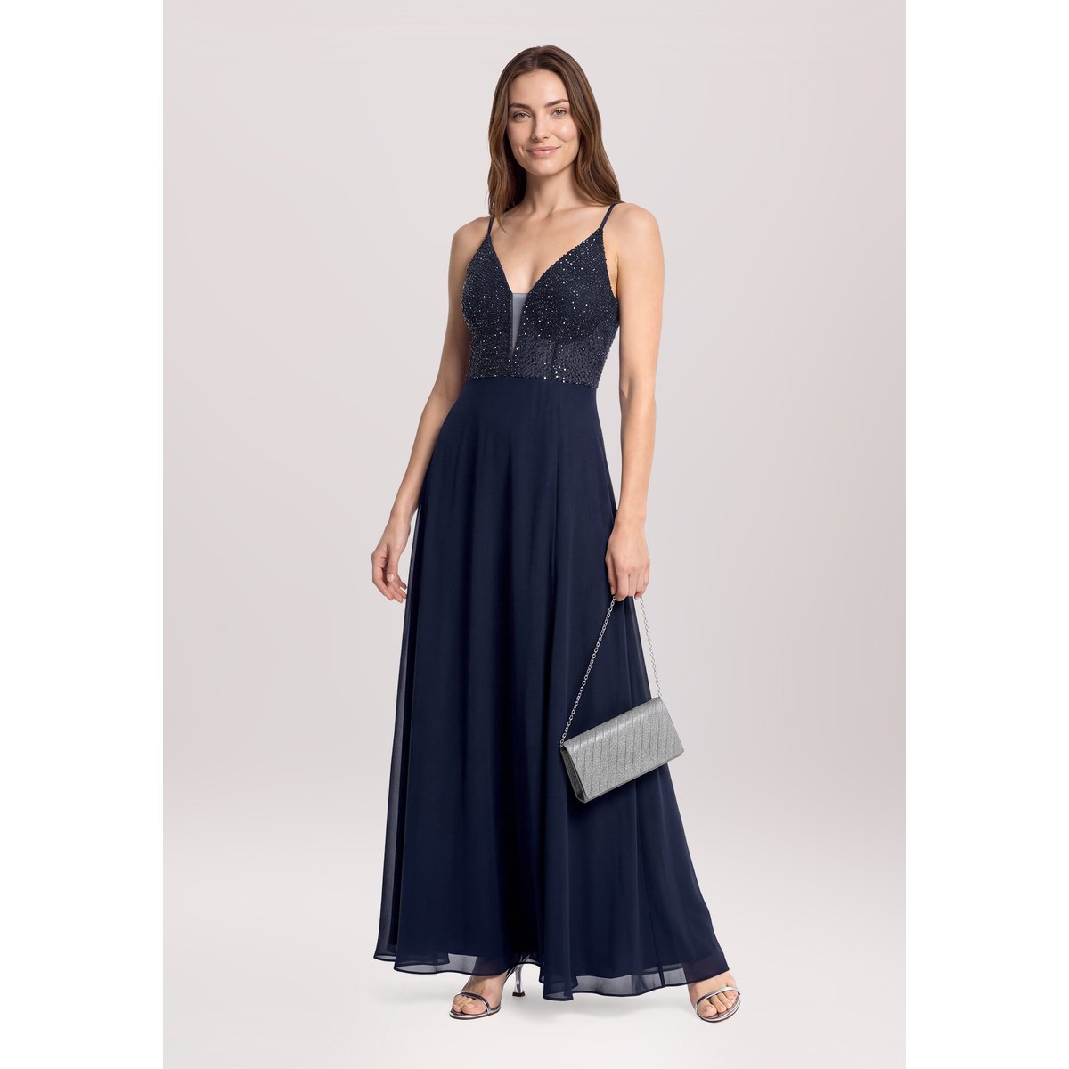 Sac façon pochette au look scintillant gris, VERA MONT