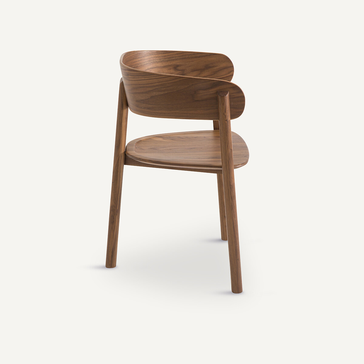 Fauteuil de table, en noyer massif et plaqué noyer, 3 pieds, MARAIS noyer, AM.PM X EMMANUEL GALLINA