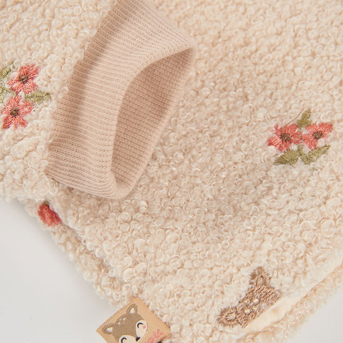 Veste molleton bébé broderie fleurs blanc, BOBOLI