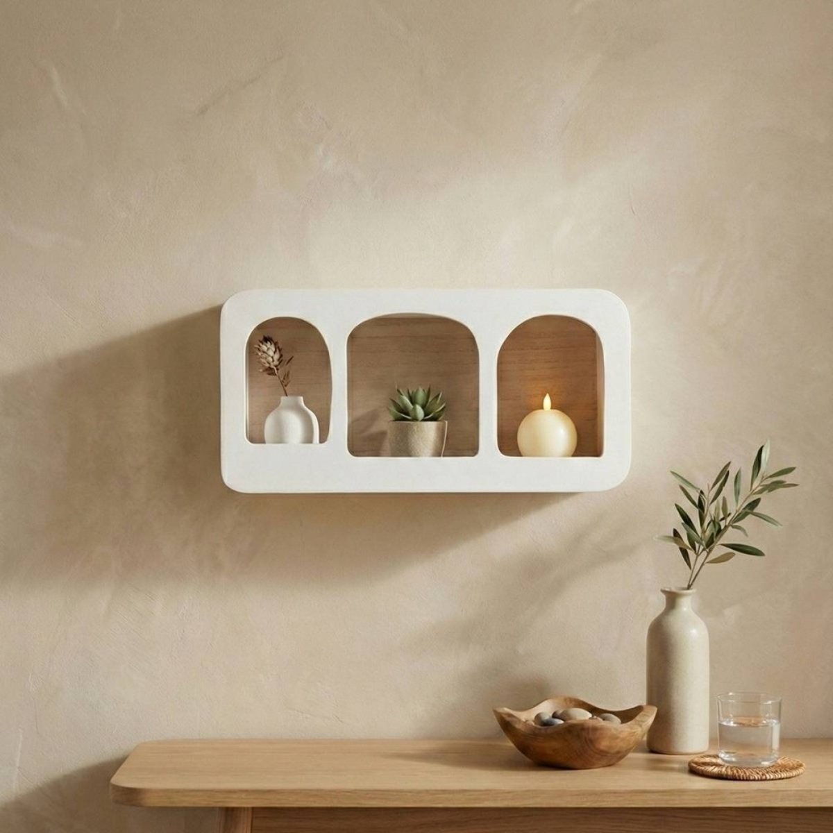 Etagère murale déco 40cm blanc, ORNAMI