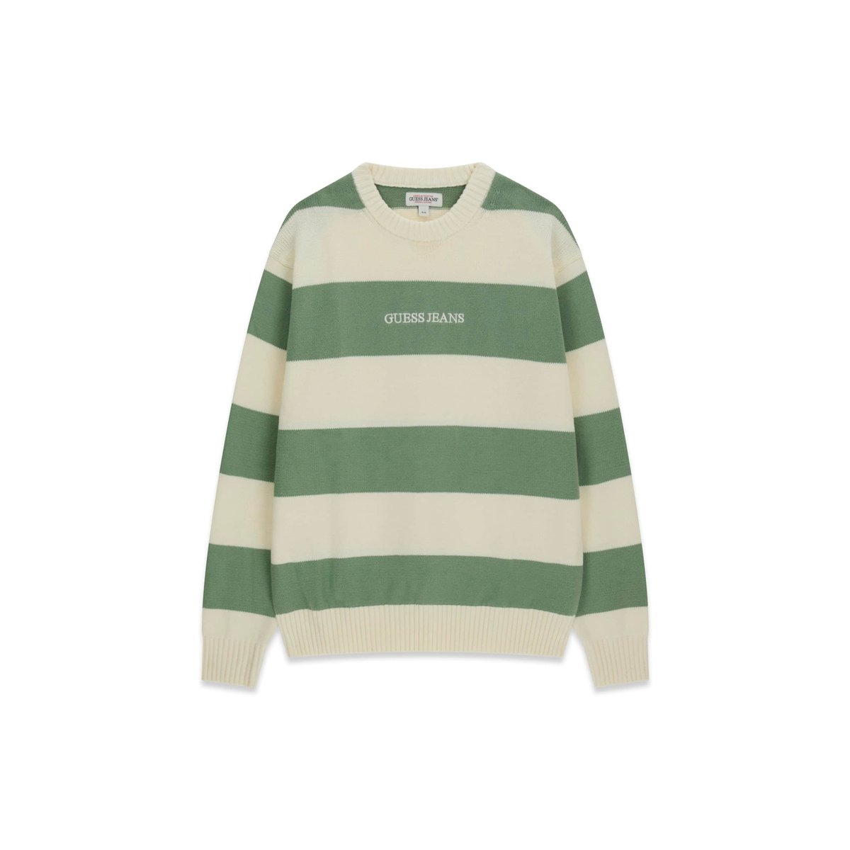Pull Logo Brodé Rayé vert multi, GUESS