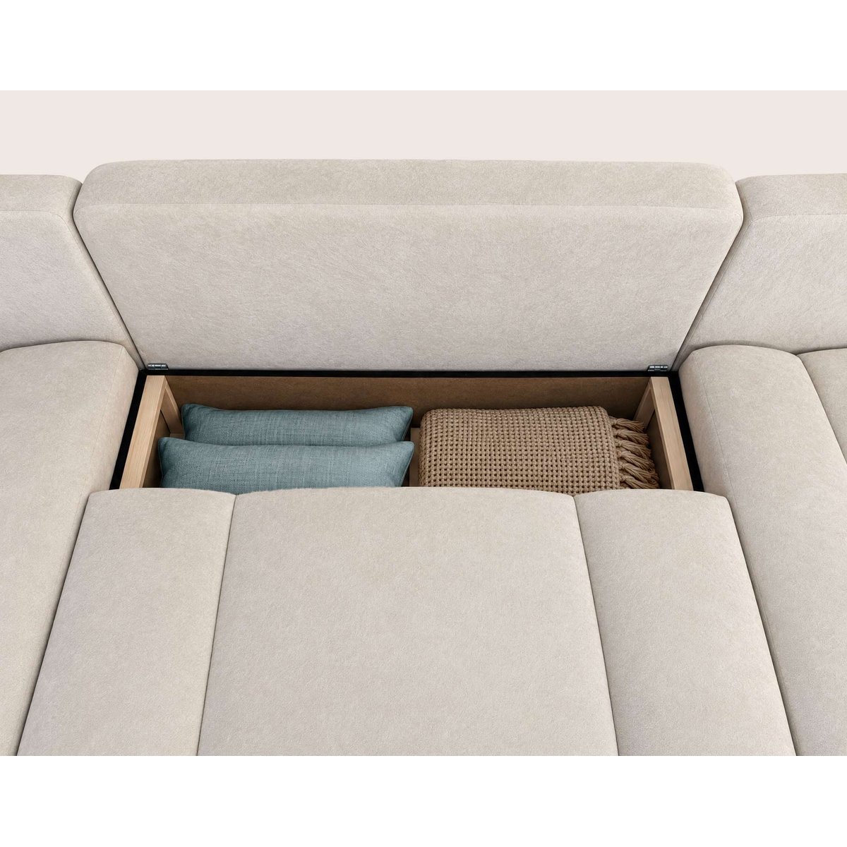 Canapé panoramique en U 7 places convertible avec, MANON beige, BEST MOBILIER
