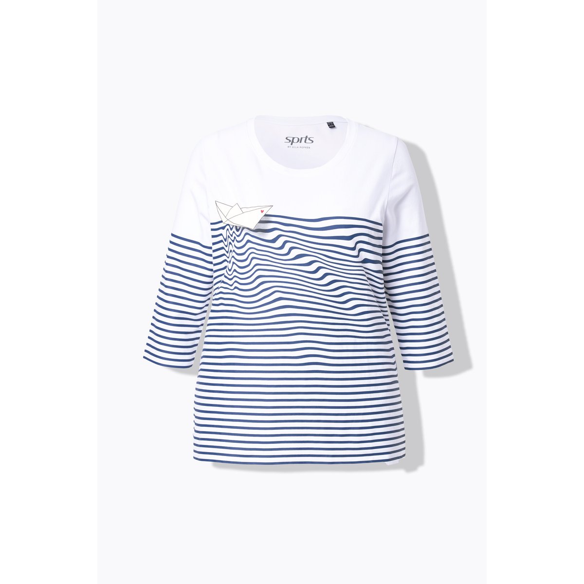 T-shirt à rayures, motif bateau en papier blanc neige, ULLA POPKEN