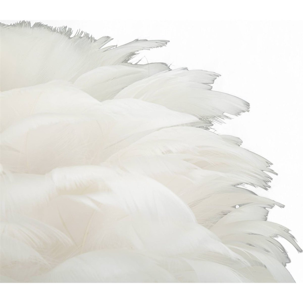 Lampe à poser pied en fer abat-jour plumes GLAM blanc et doré, RECOLLECTION