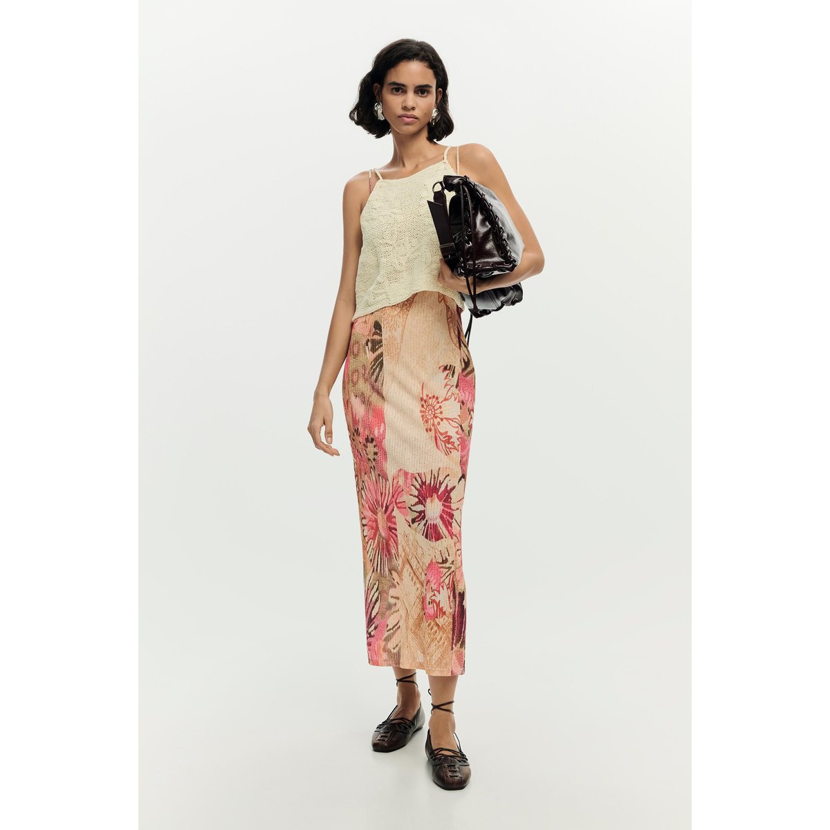 Robe longue en maille 2 en 1 blanc, DESIGUAL