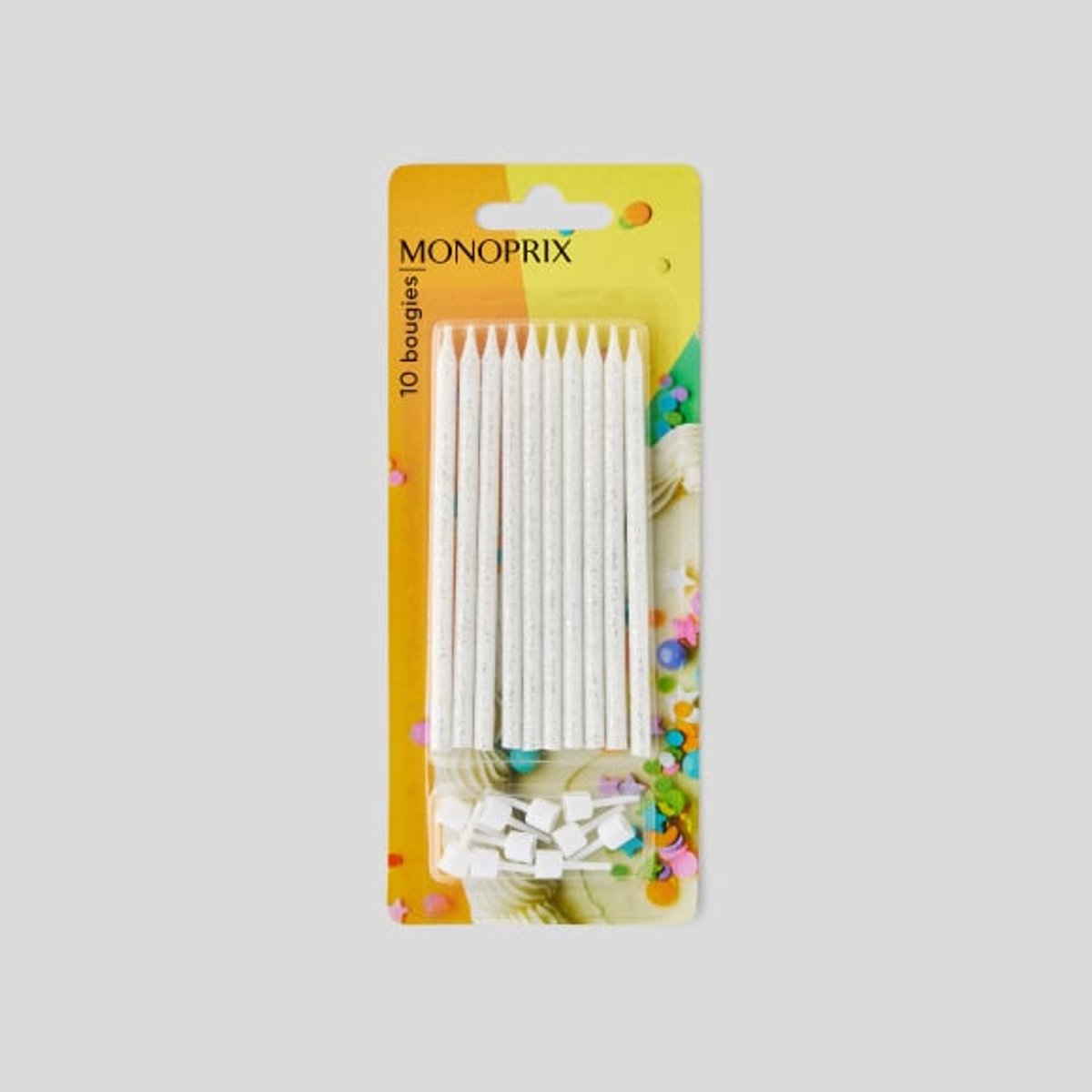 10 bougies pailletées couleur unique, MONOPRIX MAISON
