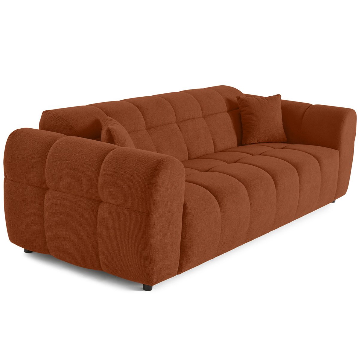 Canapé droit 3 places en tissu texturé, RAY rouille, BEST MOBILIER