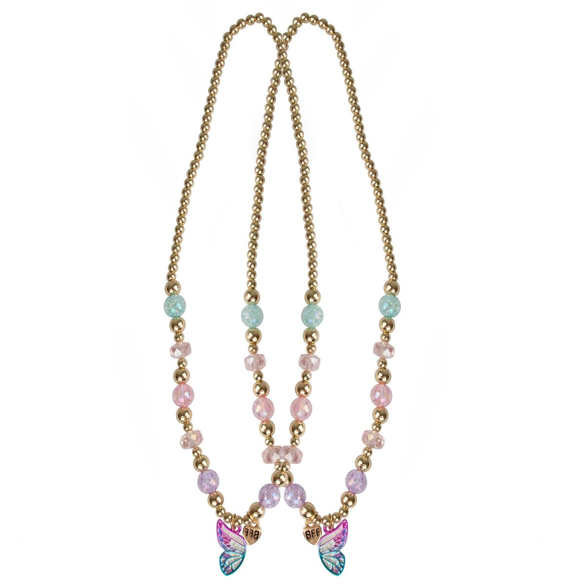 Collier d'amitié BFF duo papillon & arc-en-ciel rose, GREAT PRETENDERS