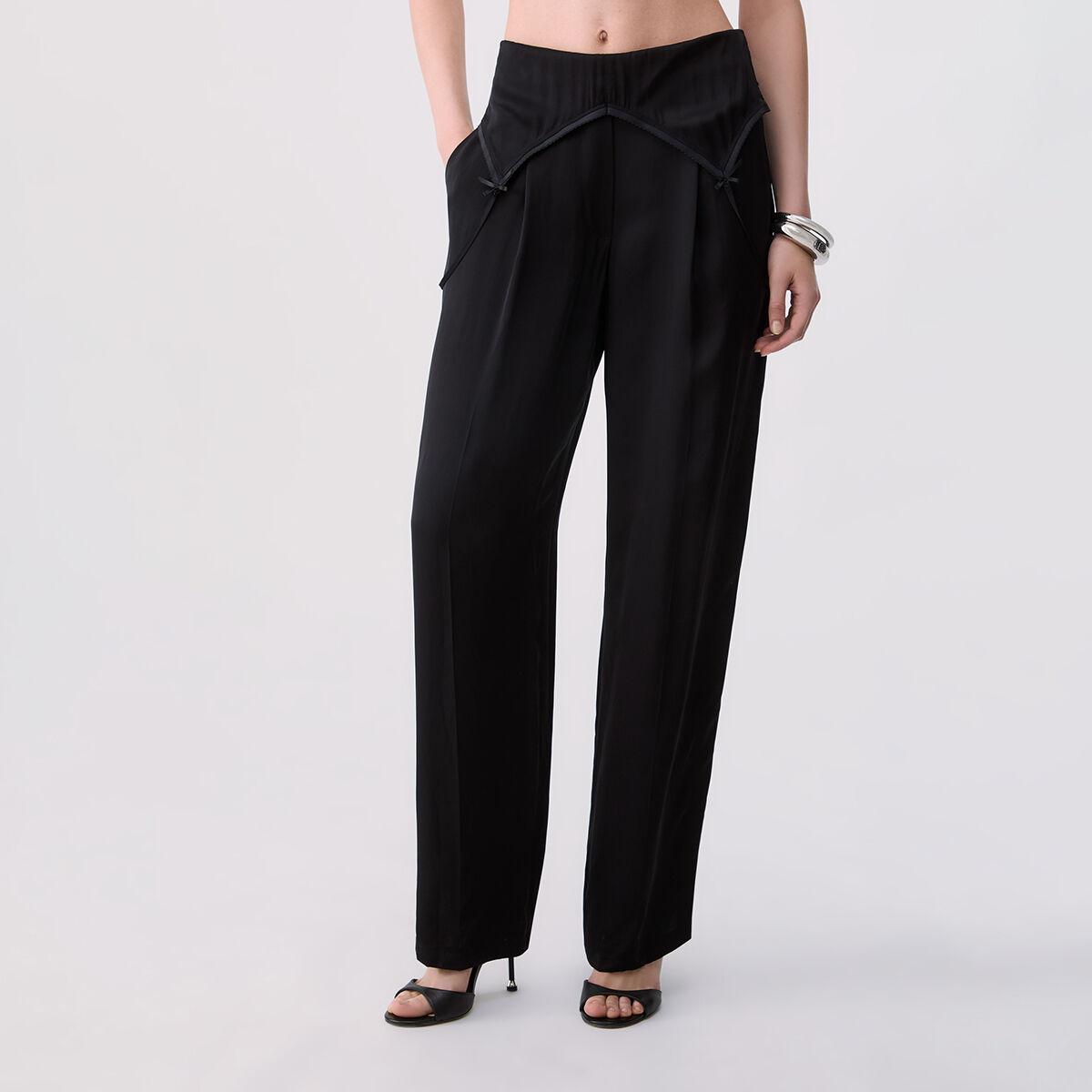 Pantalon avec détail lingerie noir, LIU JO
