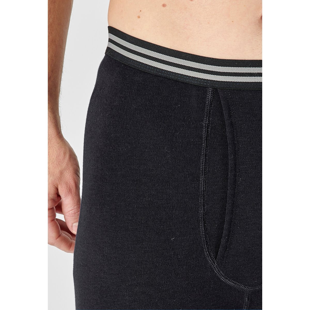 Caleçon ouvert Thermolactyl, molleton gratté - Standard noir, DAMART
