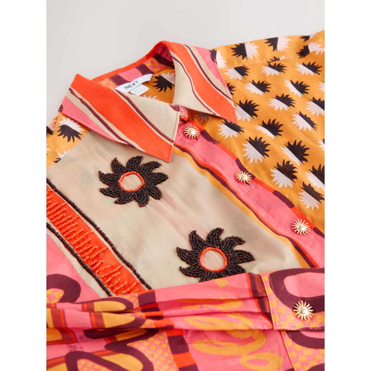 Chemise décontractée en coton léger motif géométrique soleil, NEXT