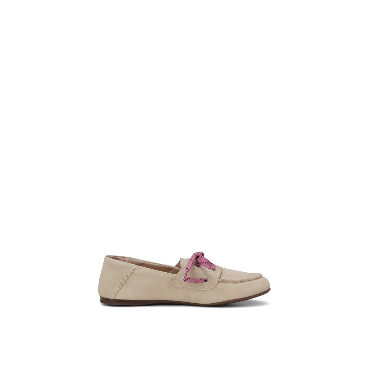 Chaussure bateau modèle Siana en cuir velours doux beige, MARC O'POLO