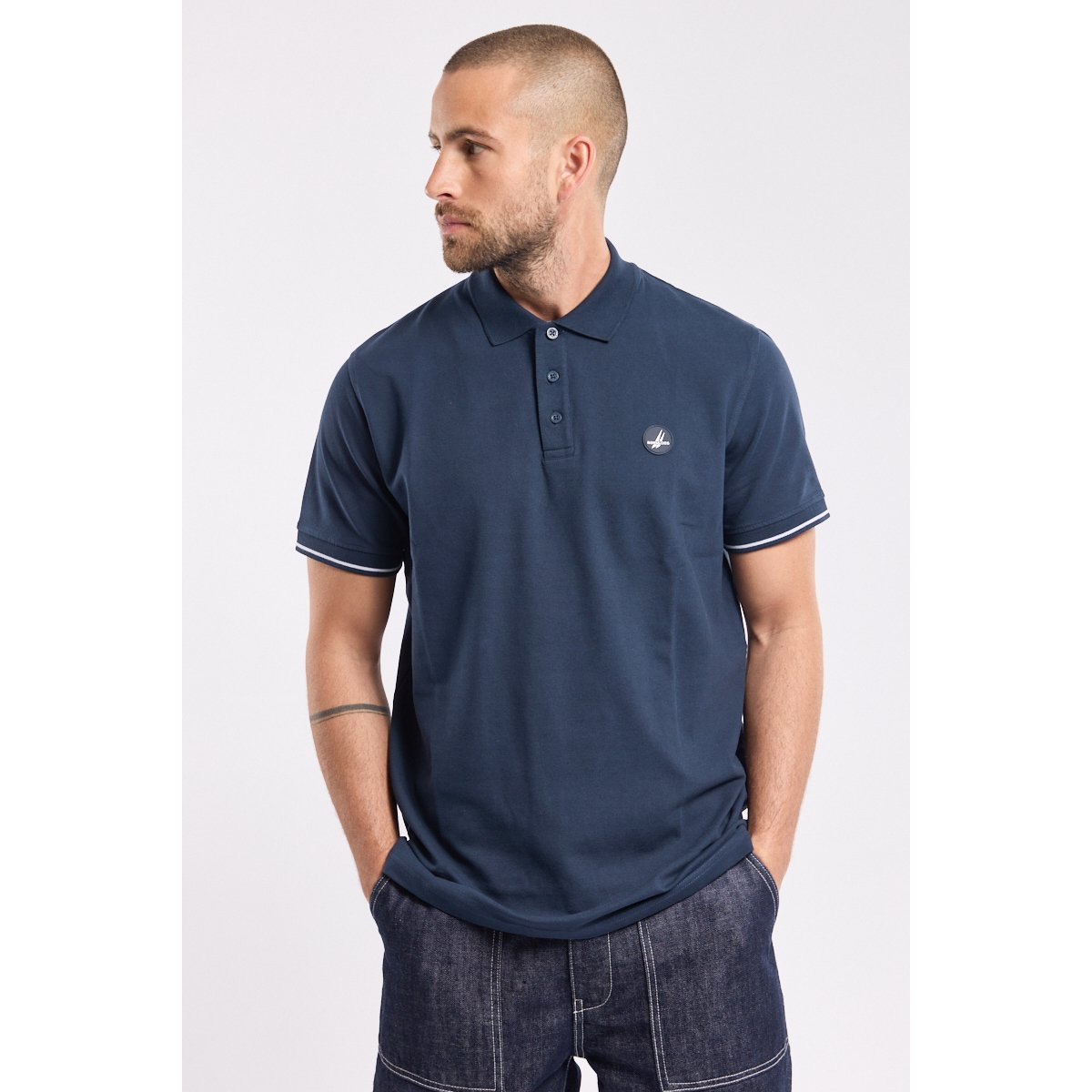Polo en coton bio GOULVEN navy, BERMUDES