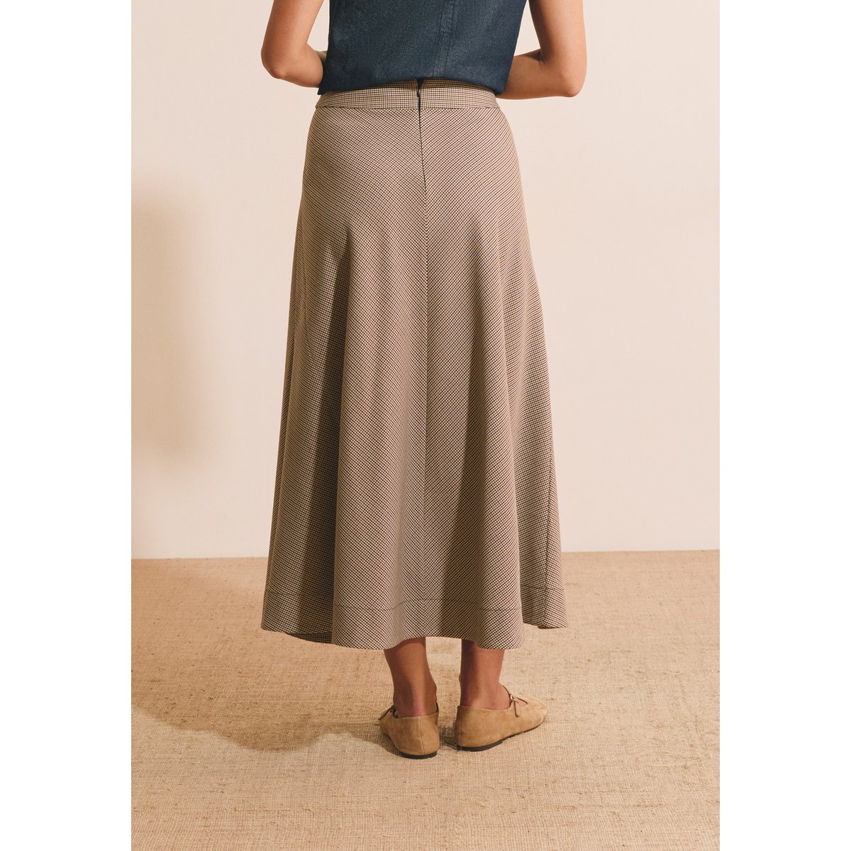 Jupe longue fluide JULIE PDP beige, ETAM