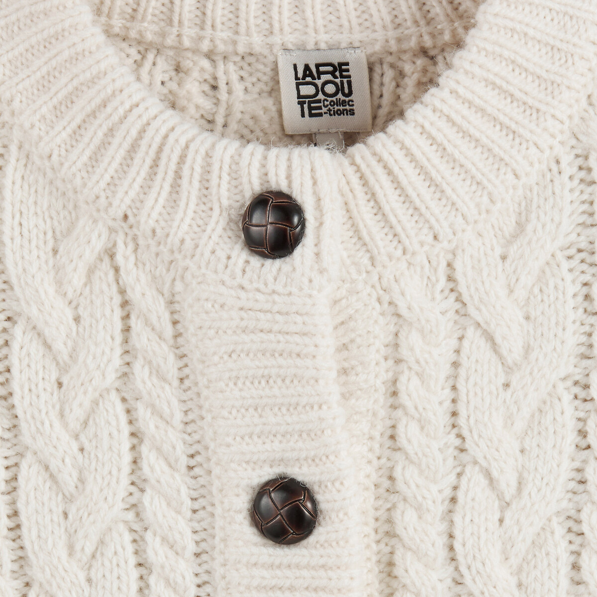 Gilet en grosse maille torsadée ecru, LA REDOUTE COLLECTIONS