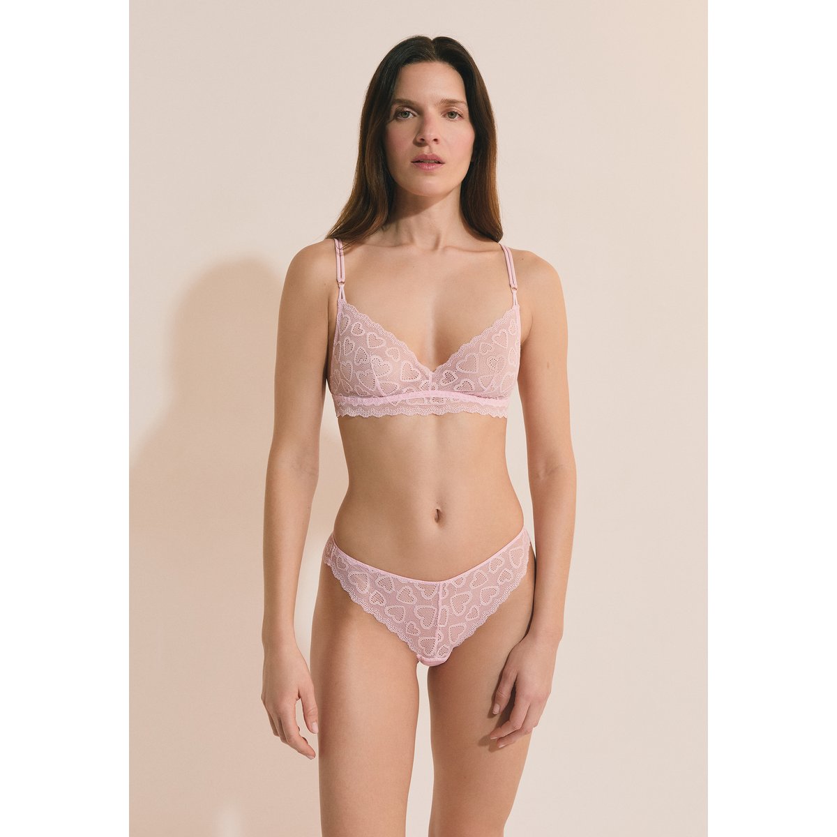 Soutien-gorge brassière à motifs cœurs COEURS rose, ETAM